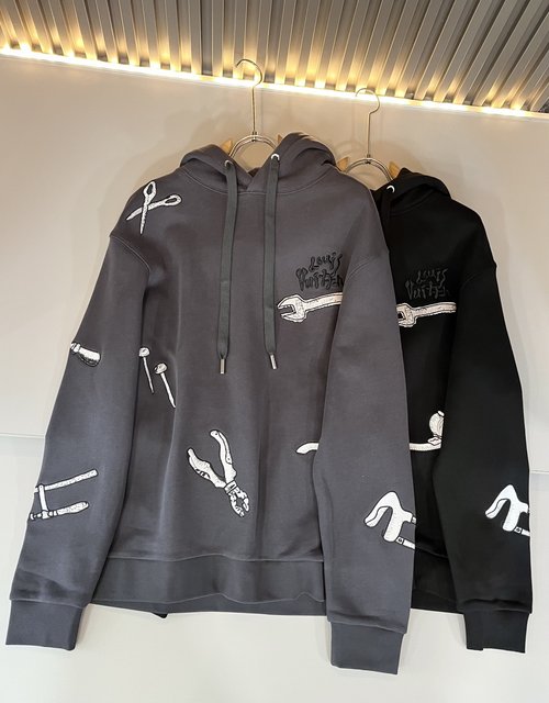 Louis Vuitton Trendy Long-Sleeve Hoodie with All-Over Logo