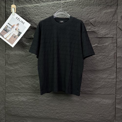 Fendi Solid Color T-Shirt with Print Logo