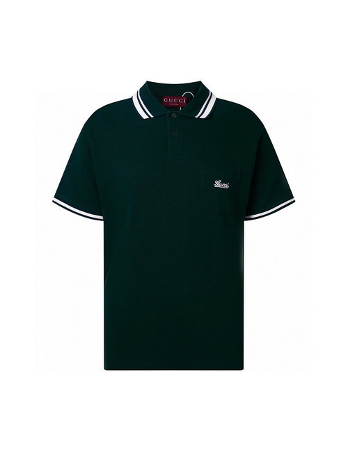 Gucci Classic Letter Embroidery Polo Shirt in Green and Red