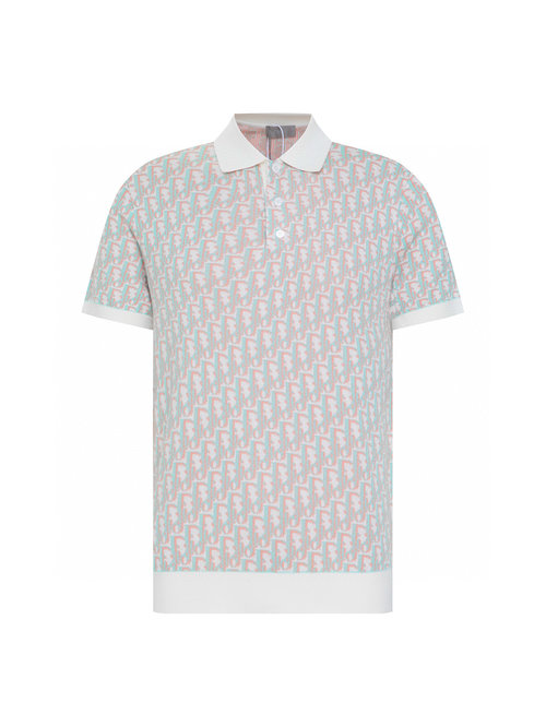 Dior Letter Jacquard Tencel Knitted Polo Shirt in Black and White