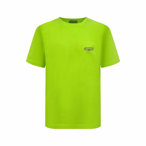 Dior Fluorescent Green Embroidered Short Sleeve T-Shirt