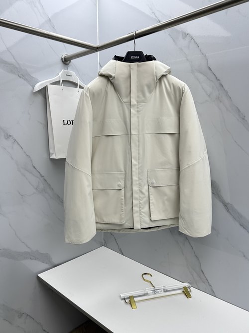 Zegna Stylish 90% White Duck Down Jacket