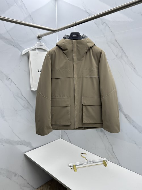 Zegna Stylish Down Hooded Jacket with Exquisite Details