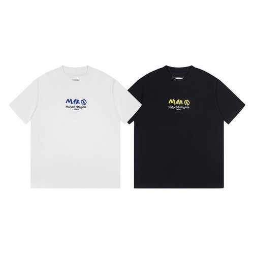 Maison Margiela Colorful Letter Embroidered Cotton Short Sleeve T-Shirt