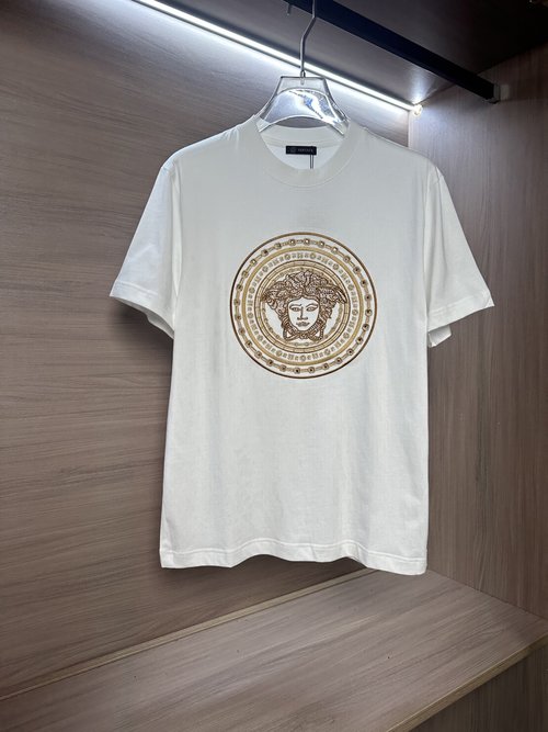 Versace White Round Neck Short Sleeve T-shirt