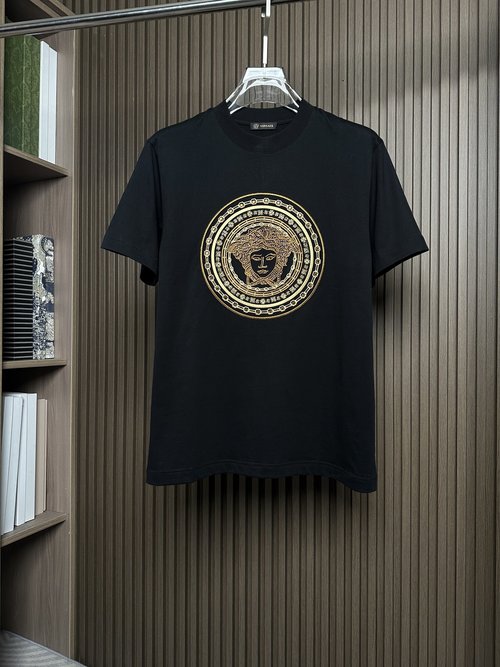 Versace Black Casual Round Neck Short Sleeve T-Shirt