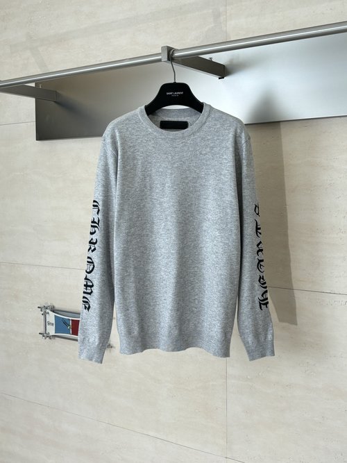 Chrome Hearts Vatican Letter Jacquard Wool Knit Round Neck Sweater