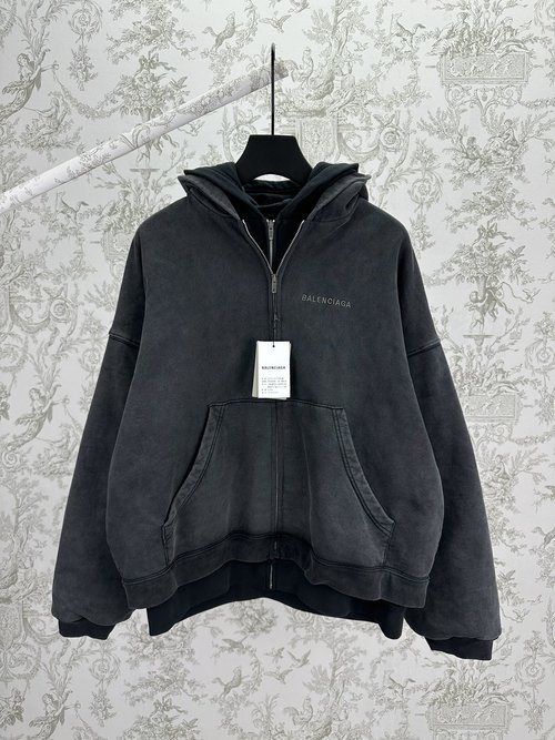Balenciaga Two-Layered Zippered Hoodie with Design