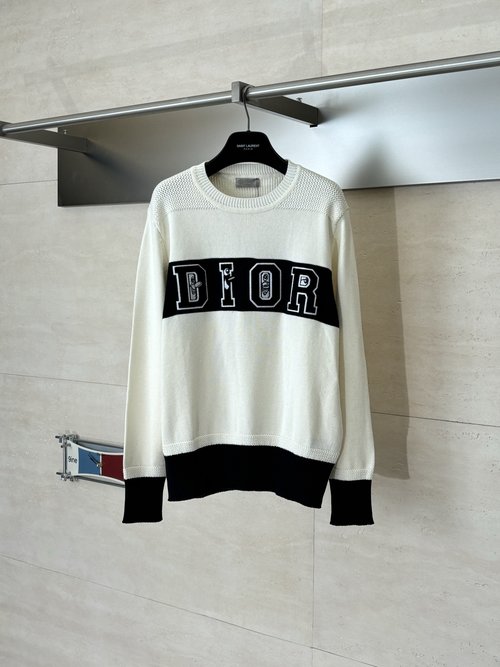 Dior Embroidered Wool Round-Neck Knit Sweater