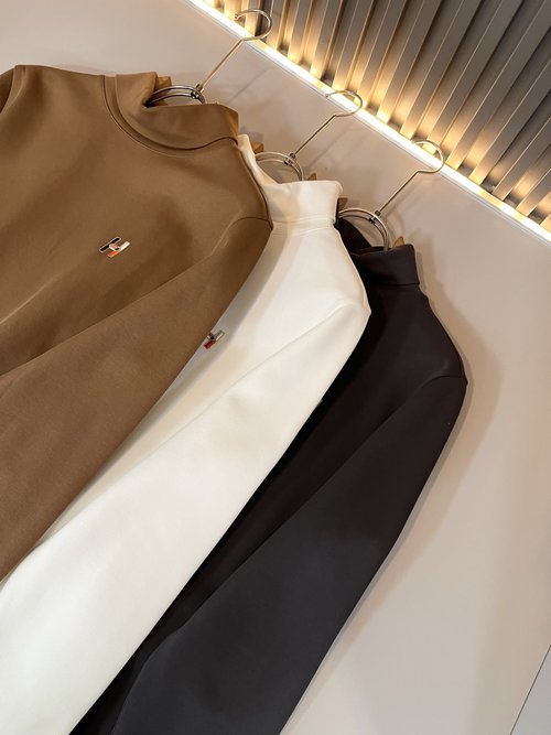 Hermes Cotton Long-sleeved High-neck T-shirt with Logo