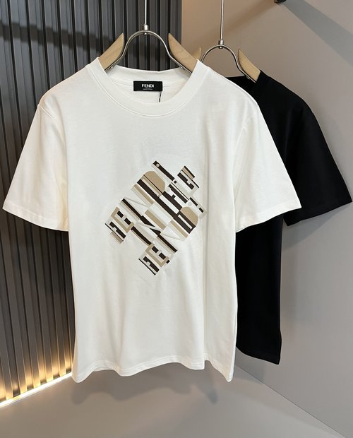 Dior Plain Short-Sleeve T-Shirt with Embroidered FF Logo