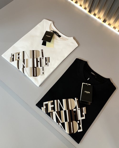 Dior Plain Short-Sleeve T-Shirt with Embroidered FF Logo