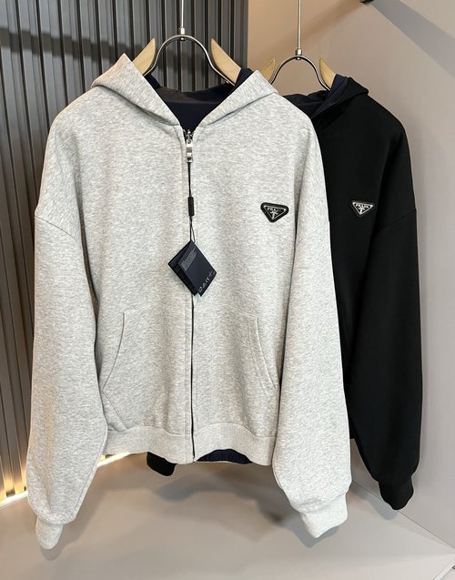 Prada Fashionable Double-Sided Zipper Jacket for Daily Wear