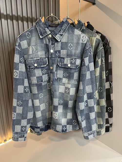 Louis Vuitton Luxury Unisex Denim Shirt with Logo