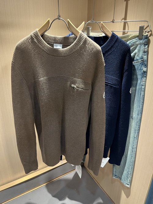 Moncler Knitted Wool Sweater with Logo Pattern