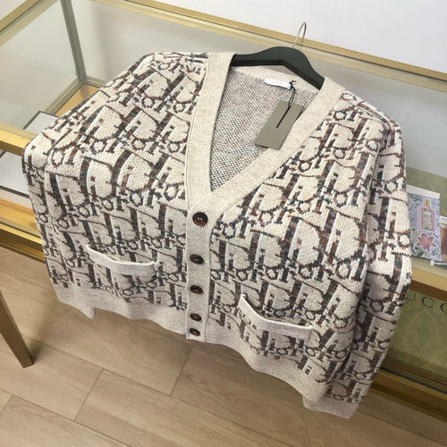Dior Timeless Oblique Print Cardigan with Horn Buttons