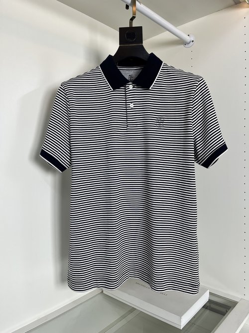 Loewe Stripe Round-Neck Short-Sleeve Polo Shirt in 100% Cotton