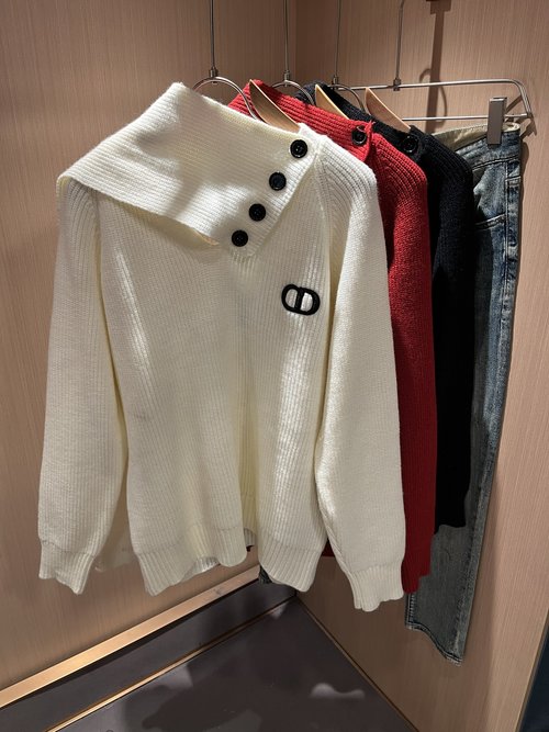 Dior Knitted Wool Sweater with Logo Embroidery