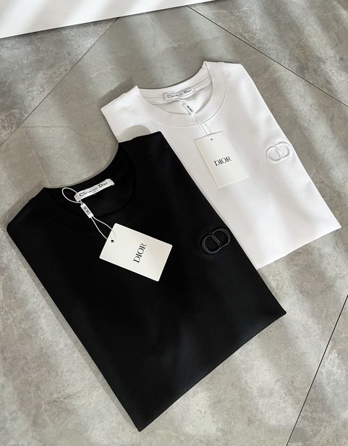Dior Cotton Short-Sleeved T-Shirt with Logo Embroidery