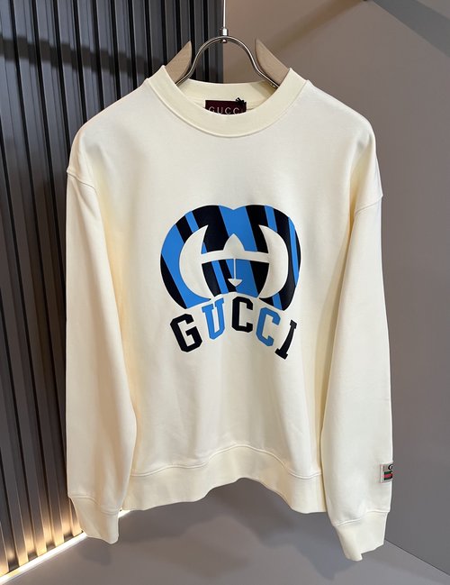 Gucci Cotton Crewneck Sweatshirt with Logo Prints