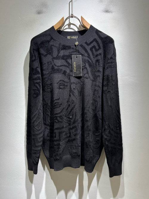 Versace Exquisite Wool Sweater with Hooked Logo