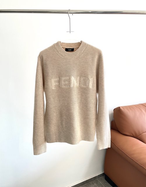 Dior Embroidered Knit Sweater with Ribbed Cuffs and Wool Blend