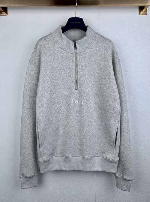 Dior New Half-Zip Embroidered Logo Sweatshirt with Premium Fabric
