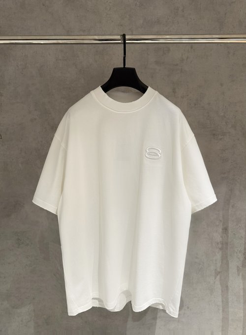 Balenciaga Black and White Embroidered Cotton Short-Sleeve T-Shirt