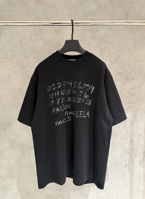 Maison Margiela Embroidered Heavyweight T-Shirt with Wash and Abrasion Treatment