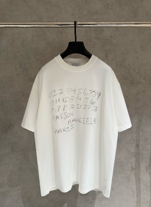 Maison Margiela Embroidered Heavyweight T-Shirt with Wash and Abrasion Treatment