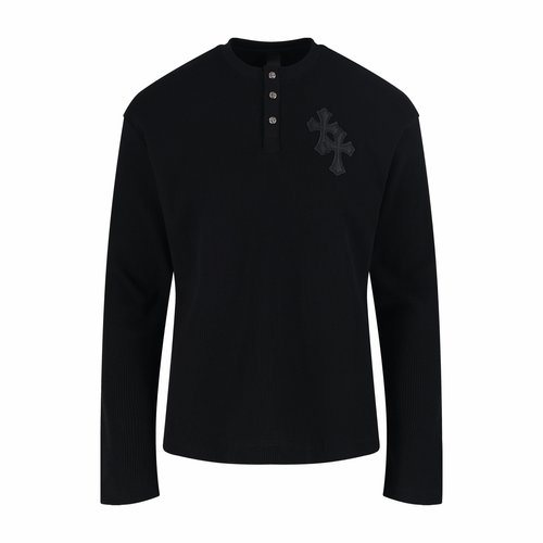 Chrome Hearts Cross Patch Henry Collar Black Sweatshirt