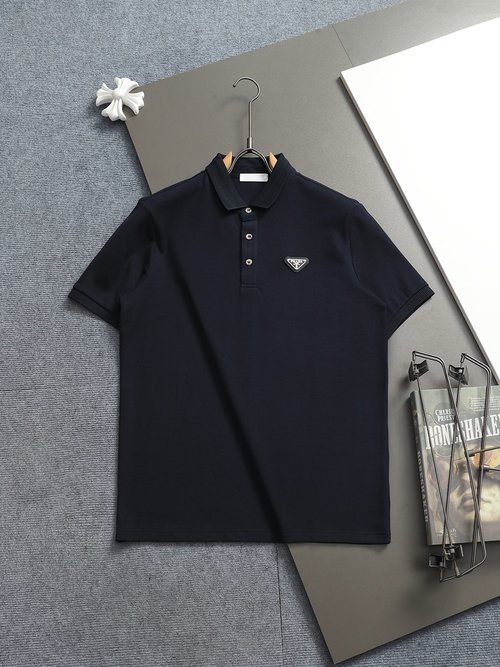 Prada Towel Collar Triangle Logo Polo Shirt