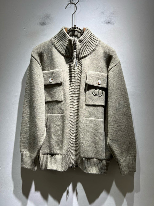 Dior Knitted Wool Cardigan with Logo Embroidery