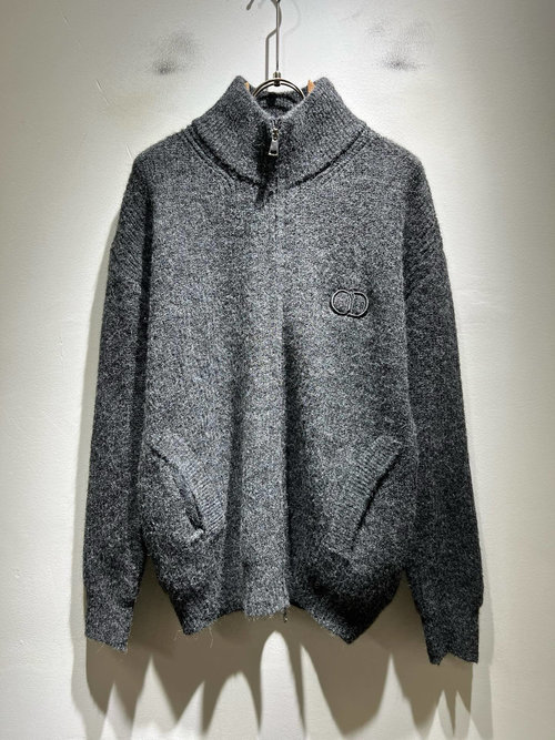 Dior Knitted Wool Cardigan with Logo Embroidery