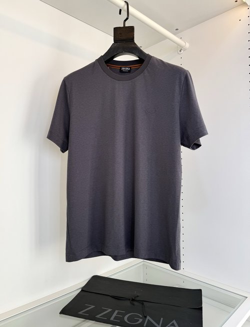 Zegna Classic Cotton-Linen Blend T-Shirt with Embroidered Logo