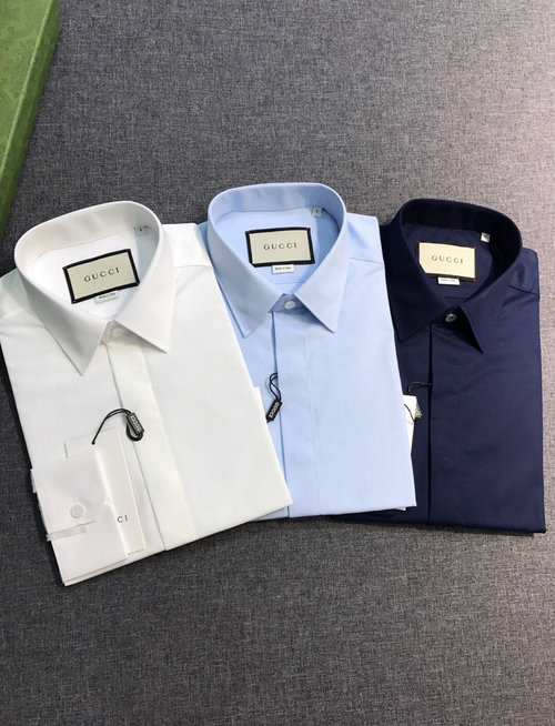 Gucci Premium Long-Sleeve Shirt with Dual-G Embroidery