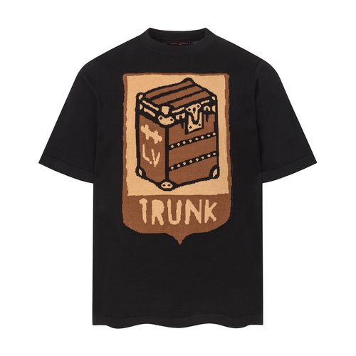 Louis Vuitton Embroidered Knit Round-Neck Short Sleeve T-Shirt in Black/White