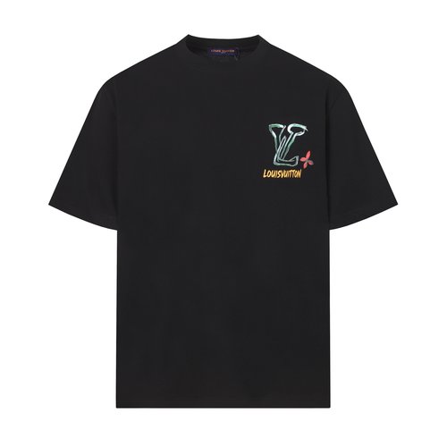 Louis Vuitton Cotton Round Neck T-Shirt with Graffiti Logos
