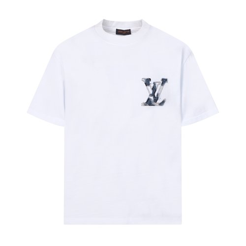 Louis Vuitton Denim-Washed Short-Sleeve T-Shirt with Embroidery