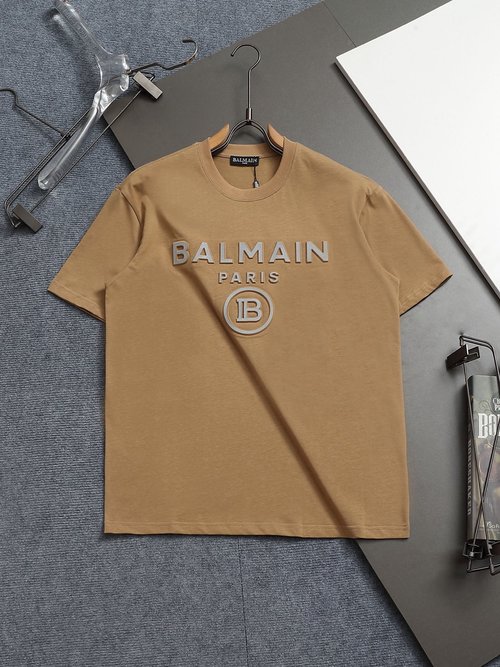 Balmain Upgraded Logo Print Comfortable Short-Sleeve Tee