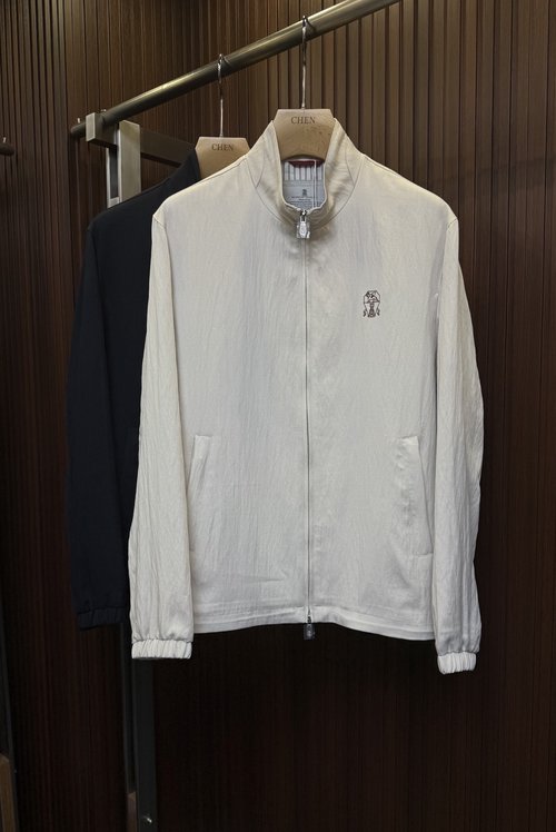 Brunello Cucinelli Beige and Blue Jacket