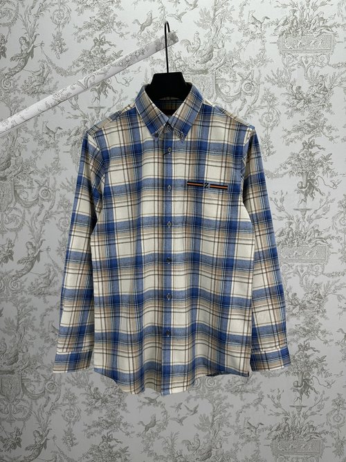 Zegna Striped Shirt with Branded Pocket Embroidery