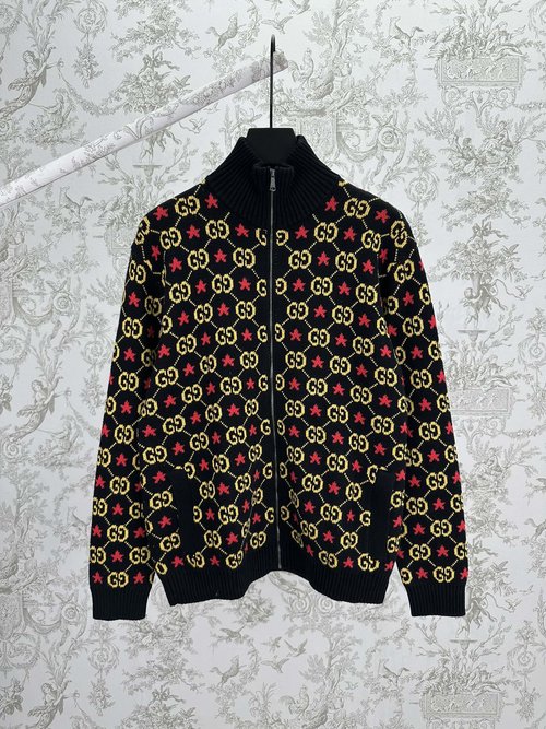 Gucci GG Printed Knit Long Sleeve with Zipper