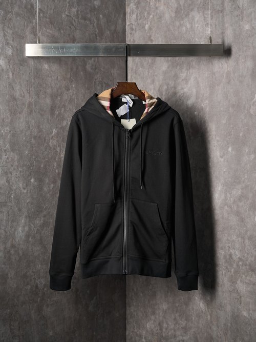 Burberry Embroidered Logo Hooded Jacket, Fitted Style