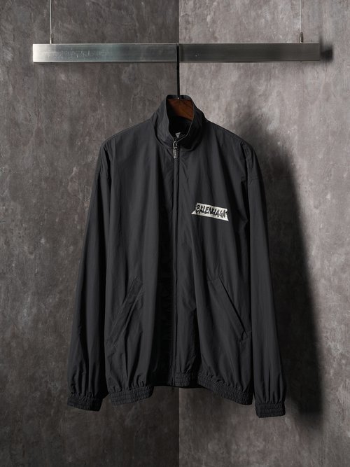 Balenciaga Cotton Blend Printed Zipper Jacket with Loose Fit