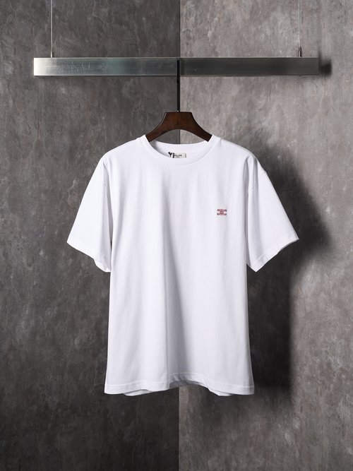 Celine Embroidered Collared Short-Sleeve T-Shirt with Good Durability