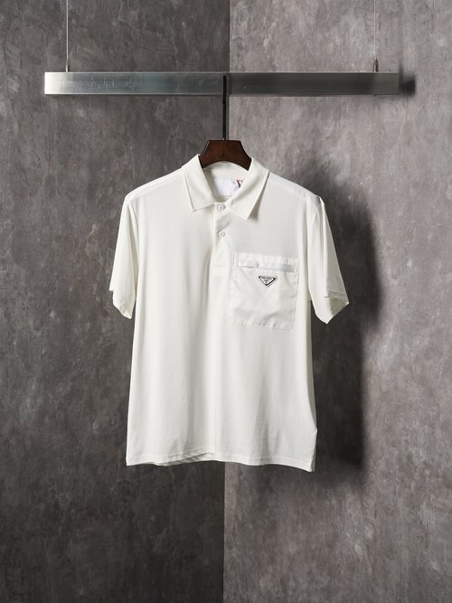 Prada Spliced Short-sleeved Polo Shirt with Logo