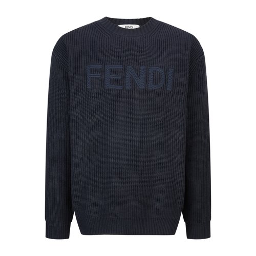 Fendi Wool-Cotton Blend Sweater with Letter Detail