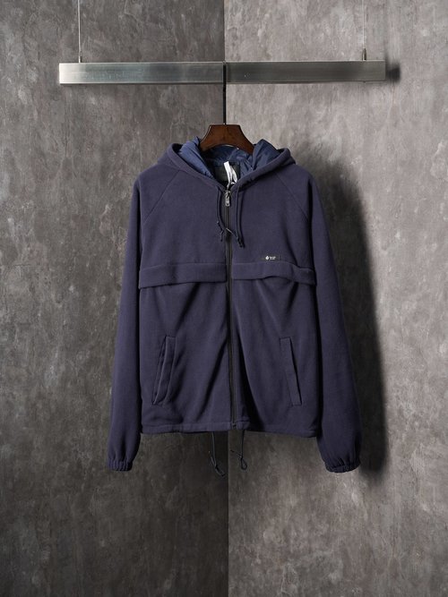 Prada Logo Patch Hooded Jacket with Drawstring