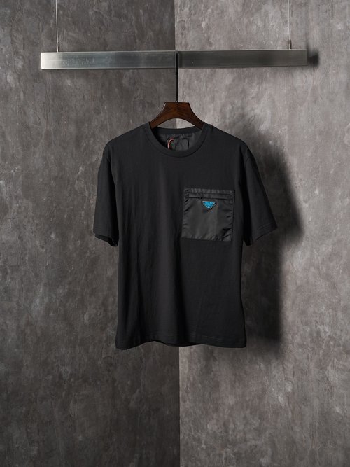 Prada White Triangle Logo Pocket Short Sleeve T-shirt